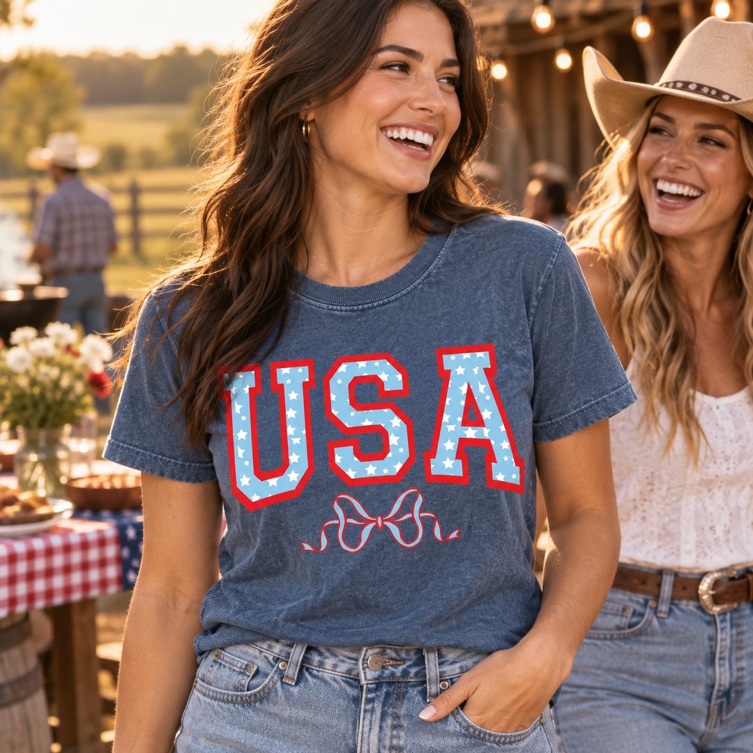 USA with Bow Patriotic Tee Western lifestyle image