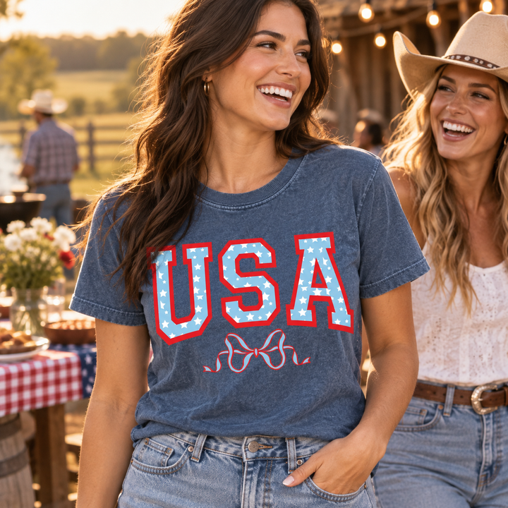 USA with Bow Patriotic Tee Western lifestyle image