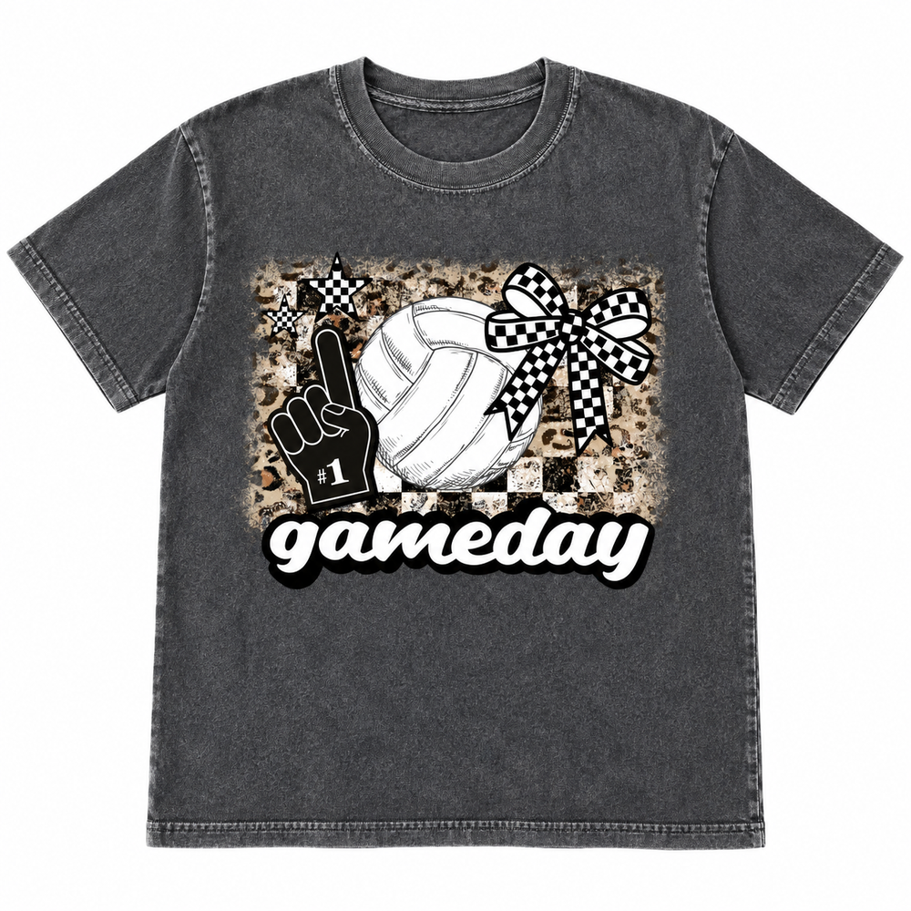 Game Day Volleyball pepper graphic tee, white background flat lay