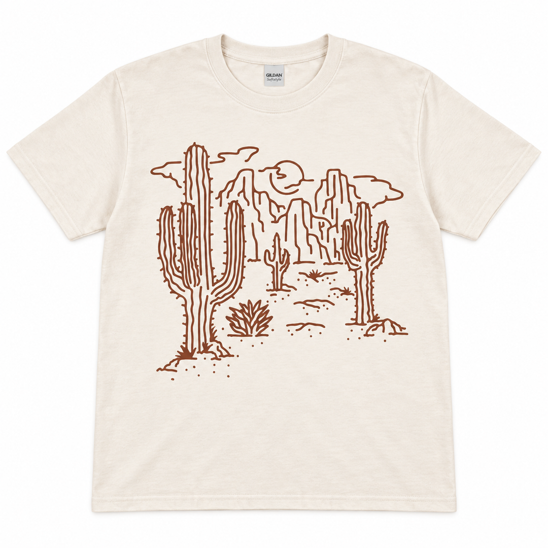 Western Desert Scene Off-White graphic T-shirt flat product view