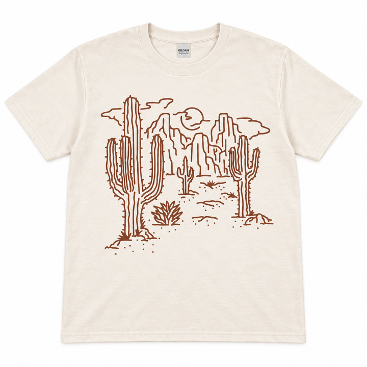 Western Desert Scene Off-White graphic T-shirt flat product view