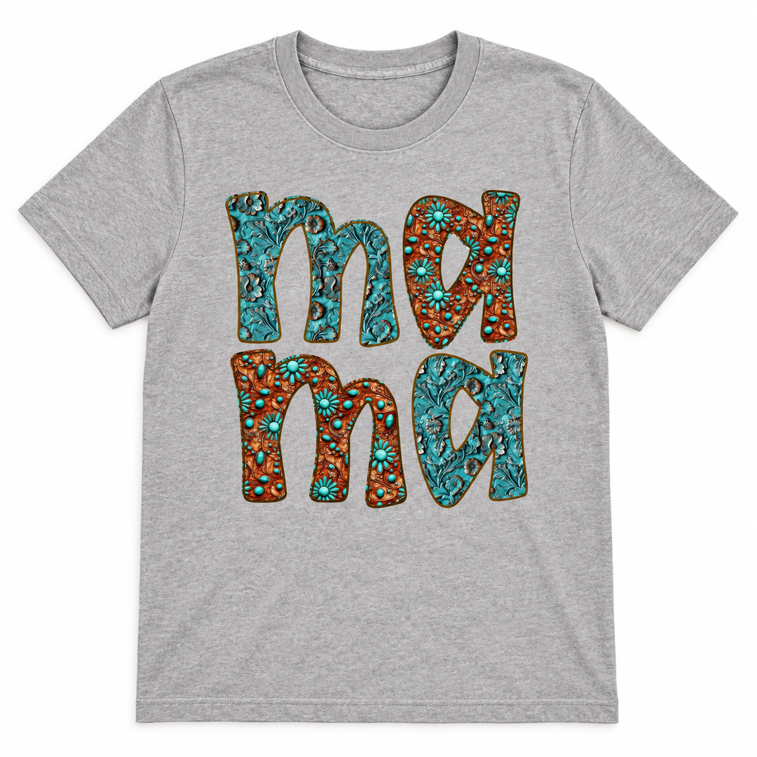 Western Mama concho grey graphic T-shirt flat product view
