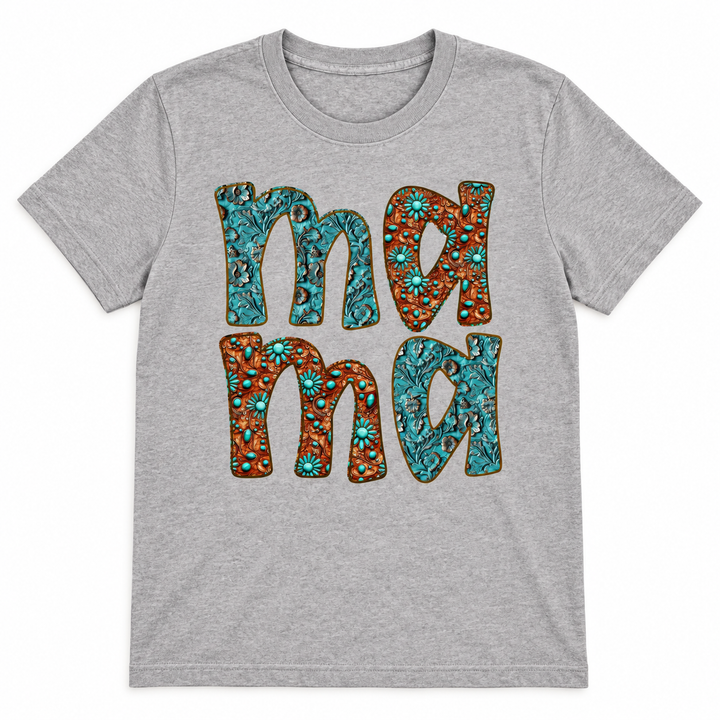 Western Mama concho grey graphic T-shirt flat product view