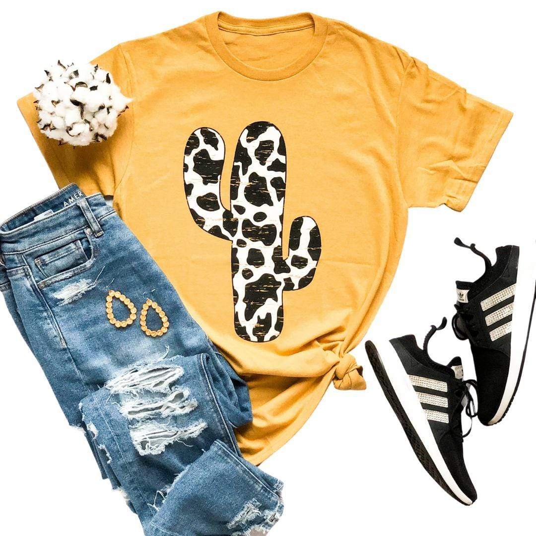 Envy Stylz Boutique Women - Apparel - Shirts - T-Shirts Cow Print Cactus Graphic Tee