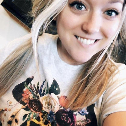 Envy Stylz Boutique Women - Apparel - Shirts - T-Shirts Leopard Floral Feather Bull Skull Graphic Tee