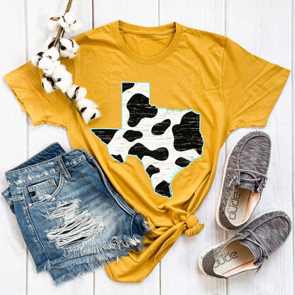 Envy Stylz Boutique Women - Apparel - Shirts - T-Shirts Texas Cow Pattern Graphic Tee